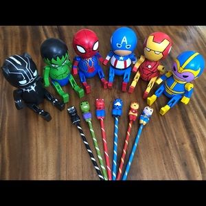 Set of 6 wooden handmade MCU Pencils